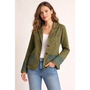 Indigo Palms Tommy Bahama Olive Green Stretch Twill Blazer Embroidered XL Boho